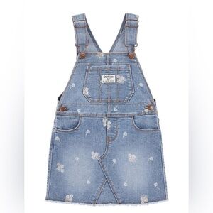 OshKosh B'Gosh Girls 12M Floral Vintage Wash Denim Skirtall/Overalls Dress - NWT